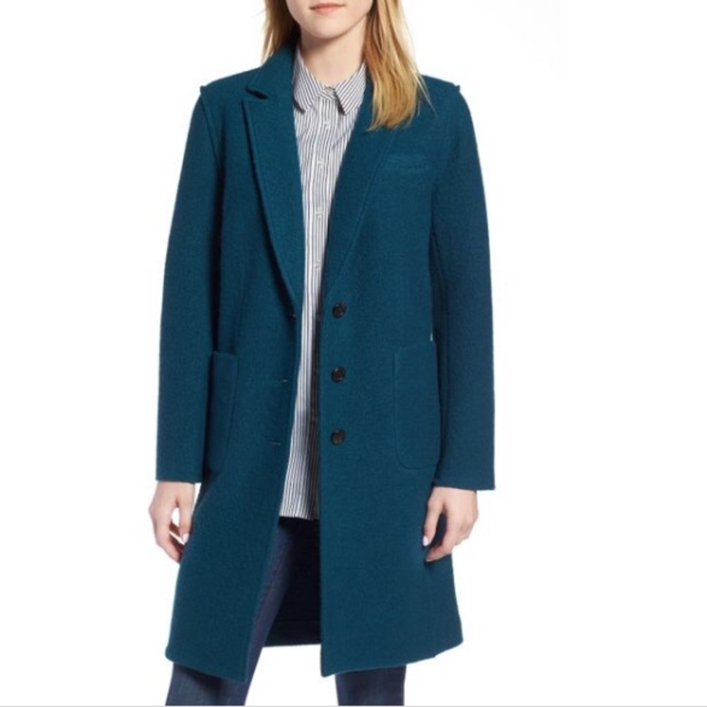 NEW • J. Crew • Olga Boiled Wool Topcoat 4 Blue - Picture 1 of 3